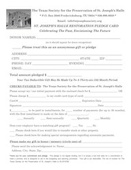 Halle Restoration Campaign Pledge Sheet